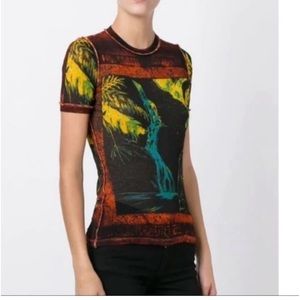 One Vintage 2000's Jean Paul Gaultier Mesh Top. Waterfall print.  Unisex. S